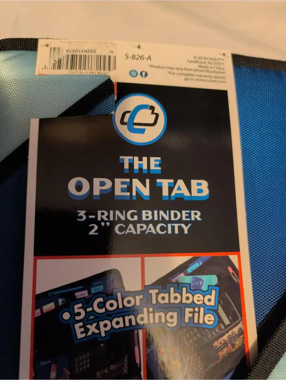 Case-it The Open Tab 3-Ring Binder Case Organizer Blue/Black